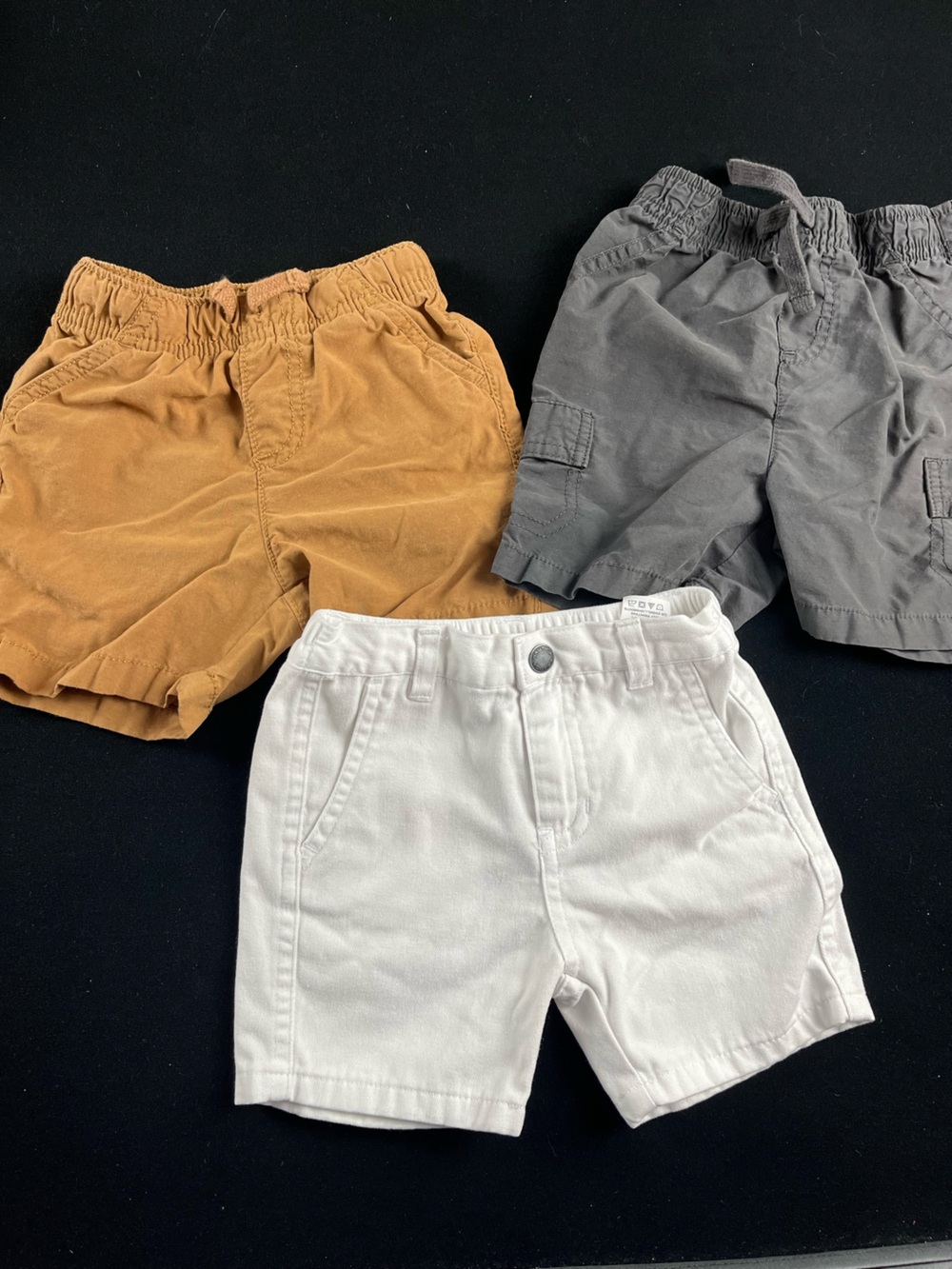 Nautica Three-Pack Kids Shorts - White, Gray, Tan